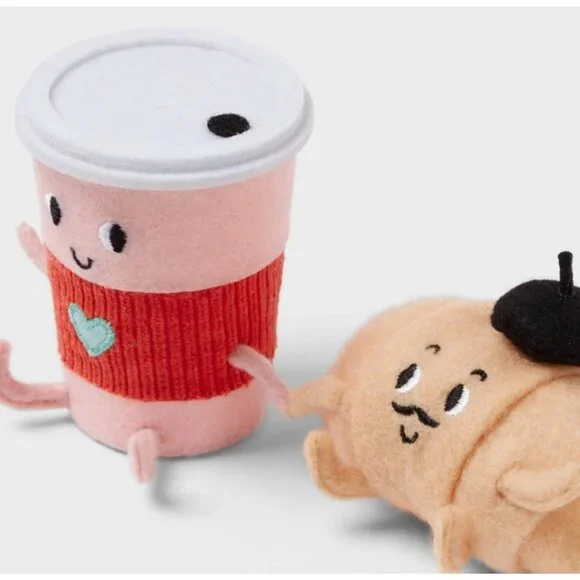 Target Spritz Felt Coffee & Croissant Duo Valentine's Day Figurine 2025 NEW - Picture 3 of 9